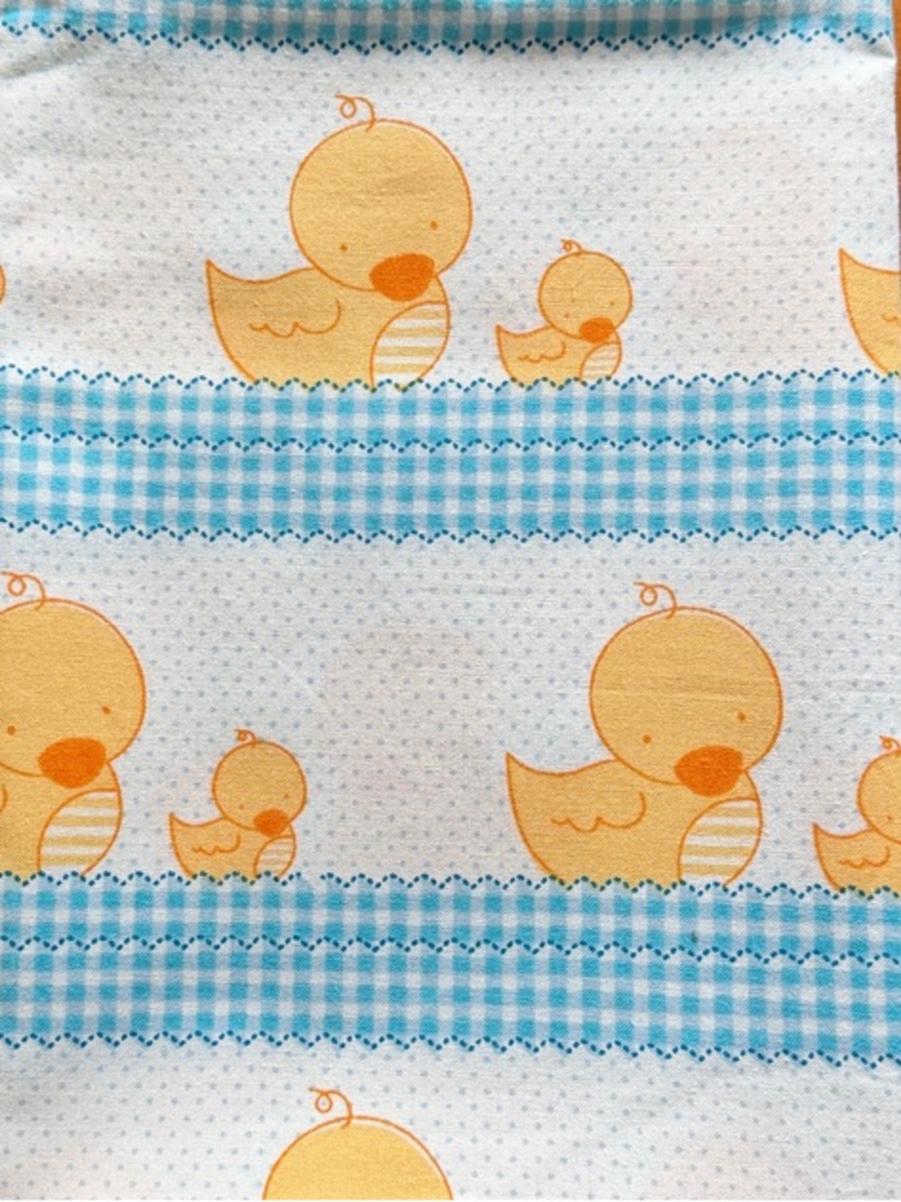 Vintage Cotton Yellow Duck fabric with Blue Gingham design.